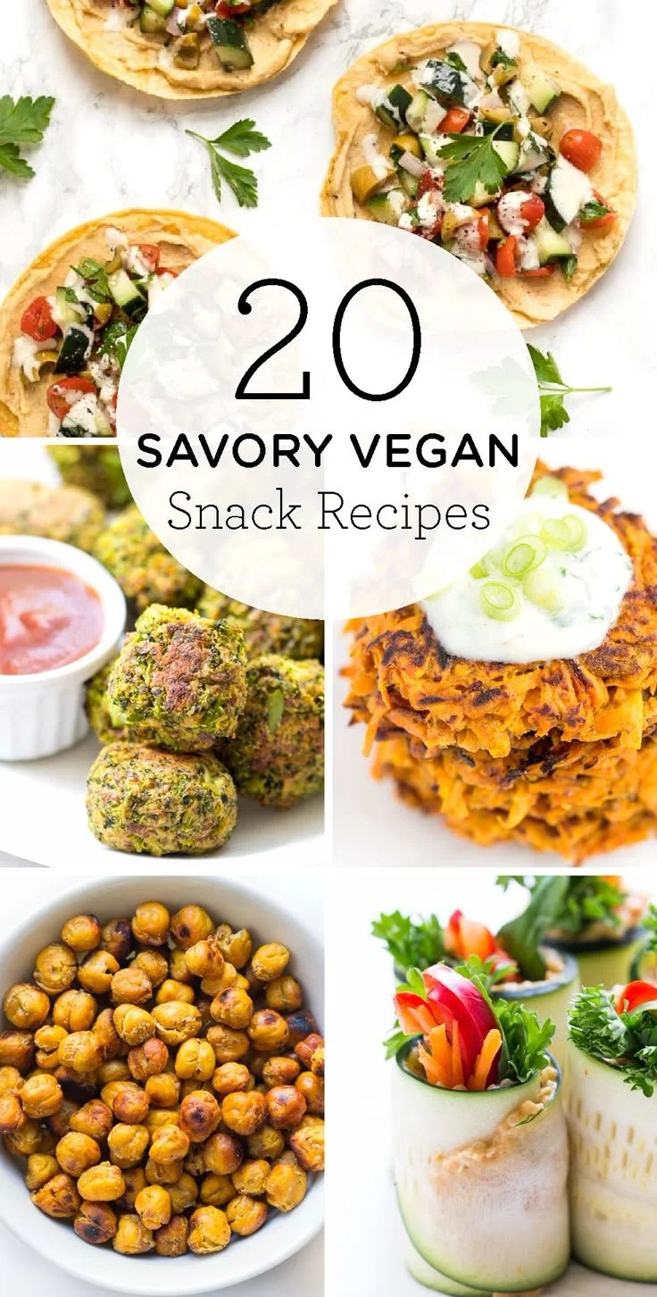 A variety of savory vegan snacks ideal for office or school lunches.