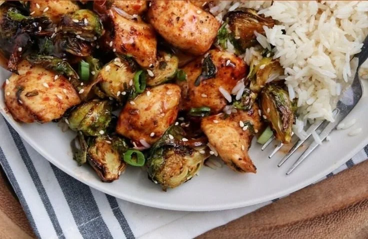 Air Fried Chicken Breast and Brussels Sprouts
