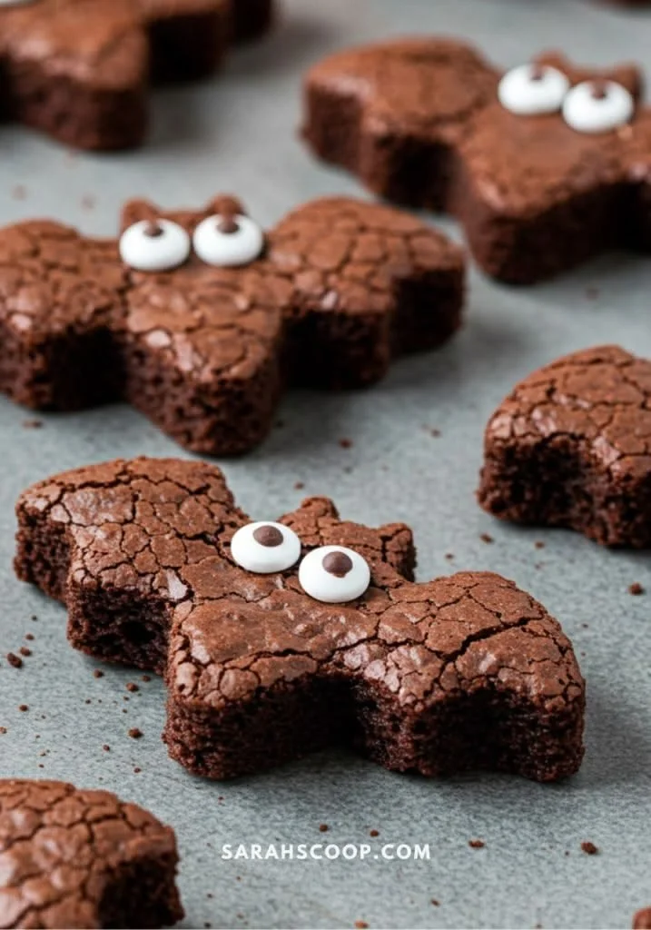 Bat-shaped brownie bites for Halloween treats and celebrations