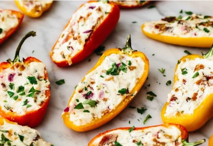 Deliciously stuffed mini peppers filled with savory ingredients.