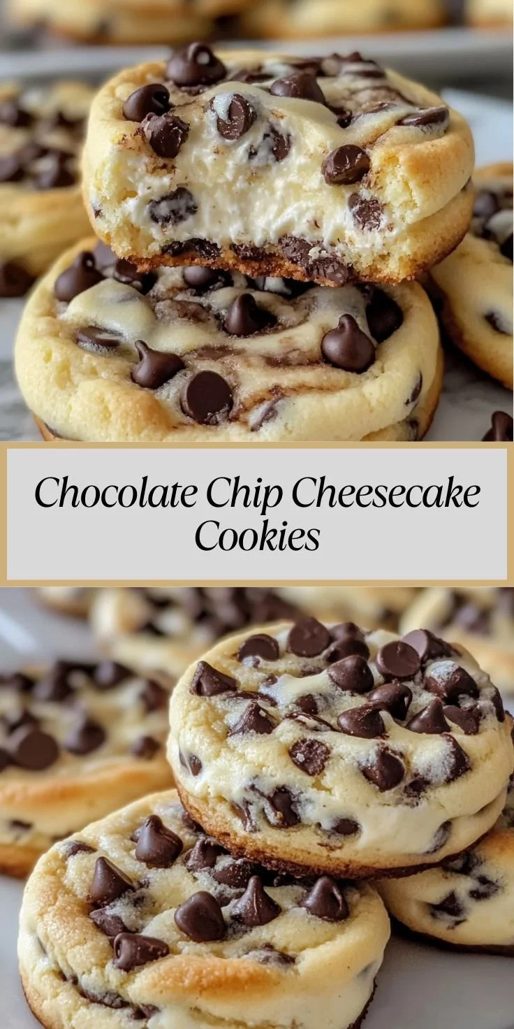 Delicious chocolate chip cheesecake cookies on a baking tray.