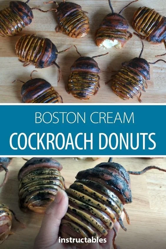 Delicious Cockroach Donuts inspired by Boston Cream dessert