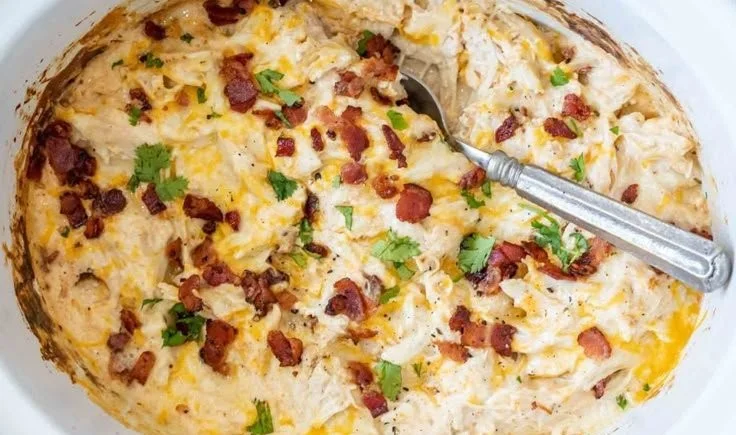 Delicious bowl of Crack Chicken, creamy and flavorful chicken dish