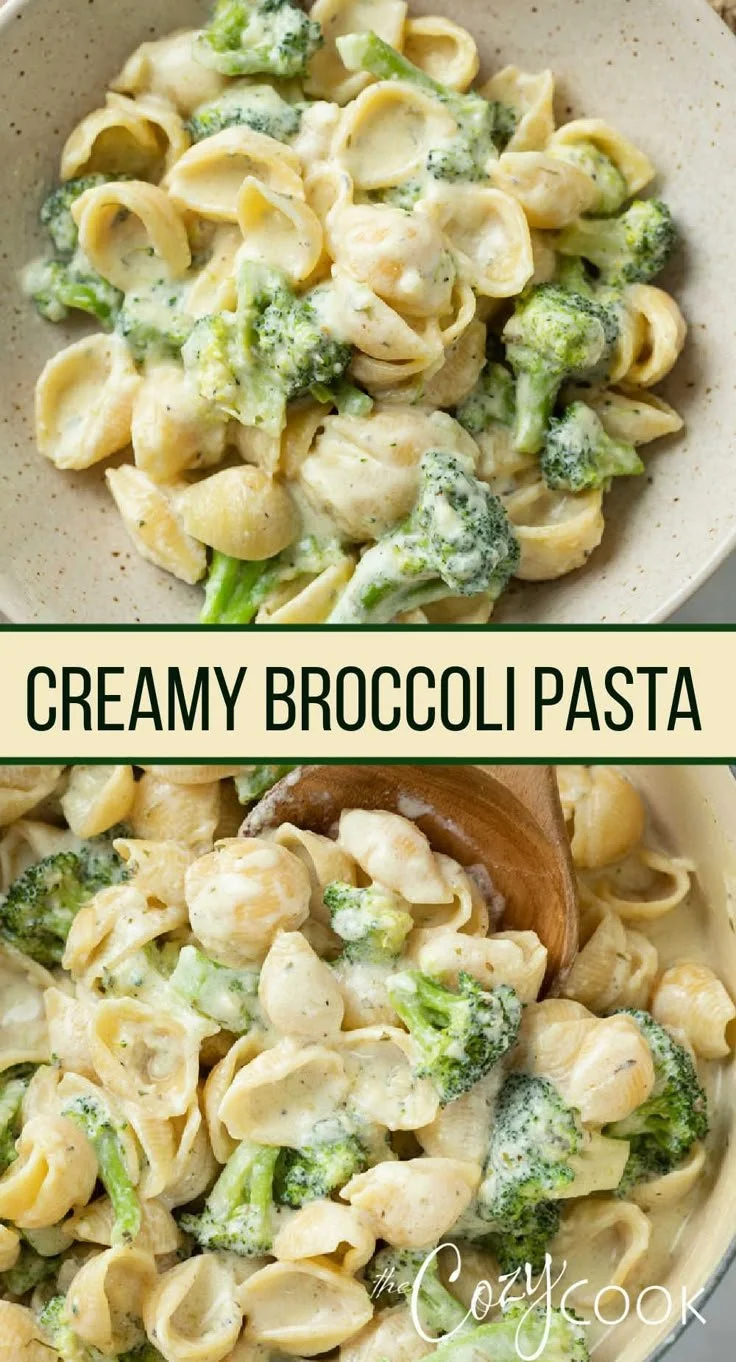 Creamy broccoli pasta dish prepared in one pot for easy cooking