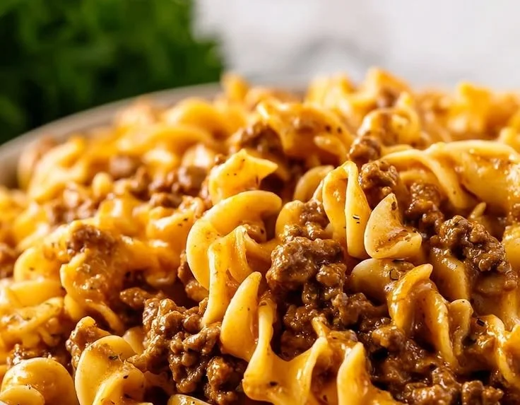 Creamy Hamburger Helper Beef Pasta in a bowl, a quick and hearty meal.