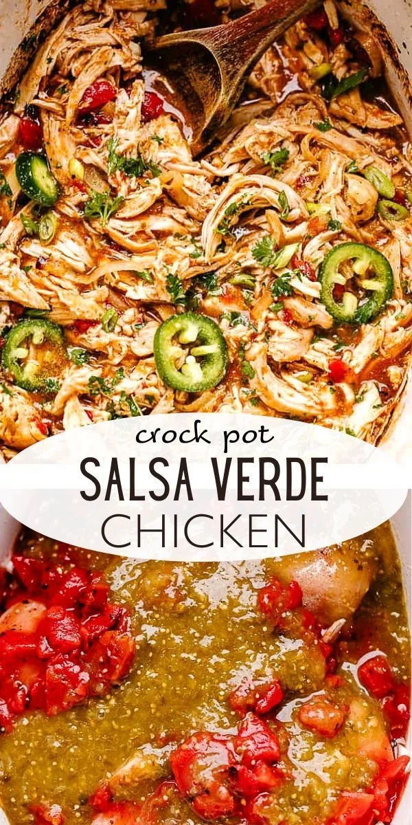 Crock Pot Salsa Verde Chicken in a bowl, flavorful and easy dinner recipe.