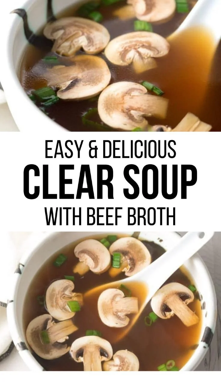 Bowl of homemade Japanese clear soup with vegetables and tofu