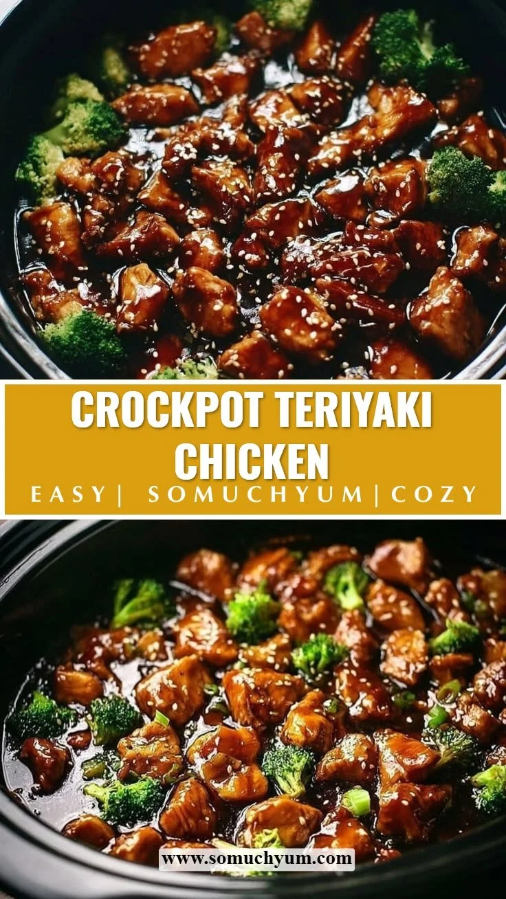 Slow cooker teriyaki chicken served with rice and vegetables