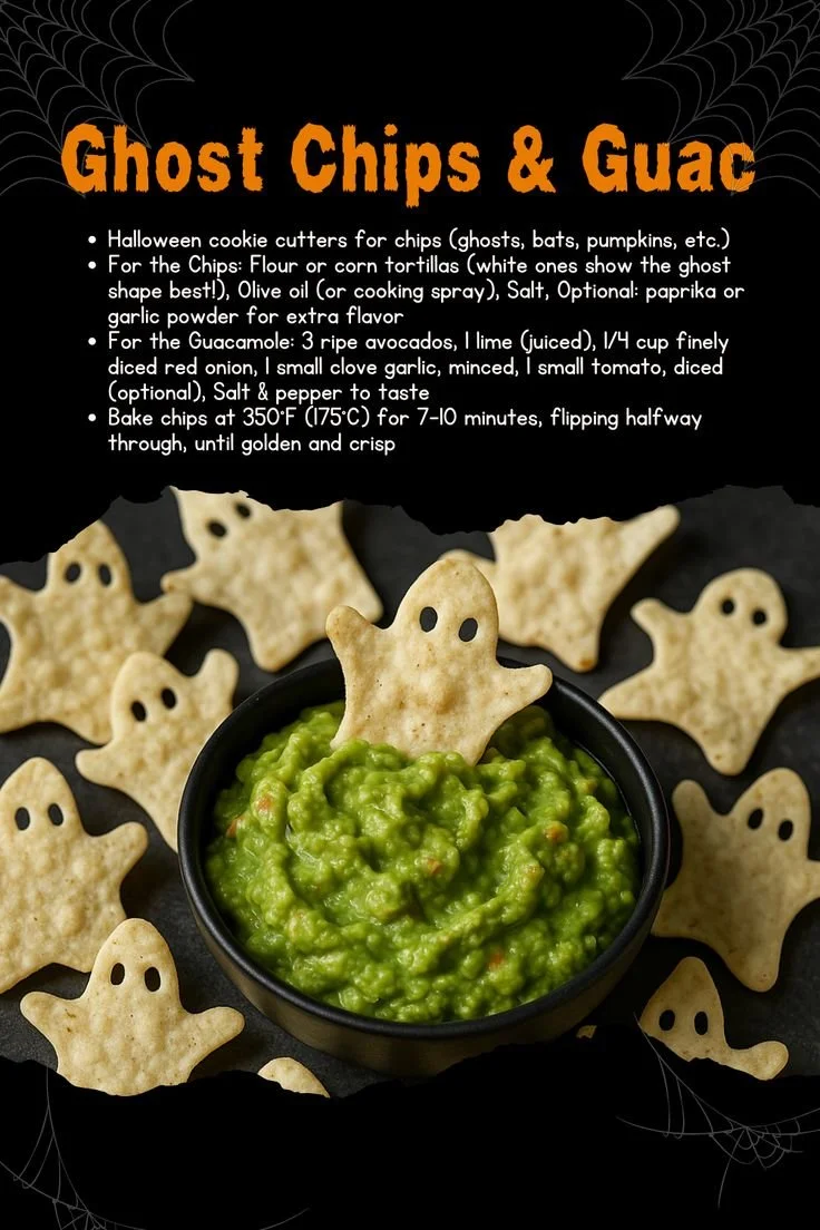 A colorful display of easy spooky snacks for Halloween and Summerween parties.