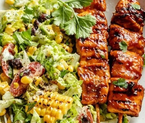 BBQ Chicken Skewer Salad
