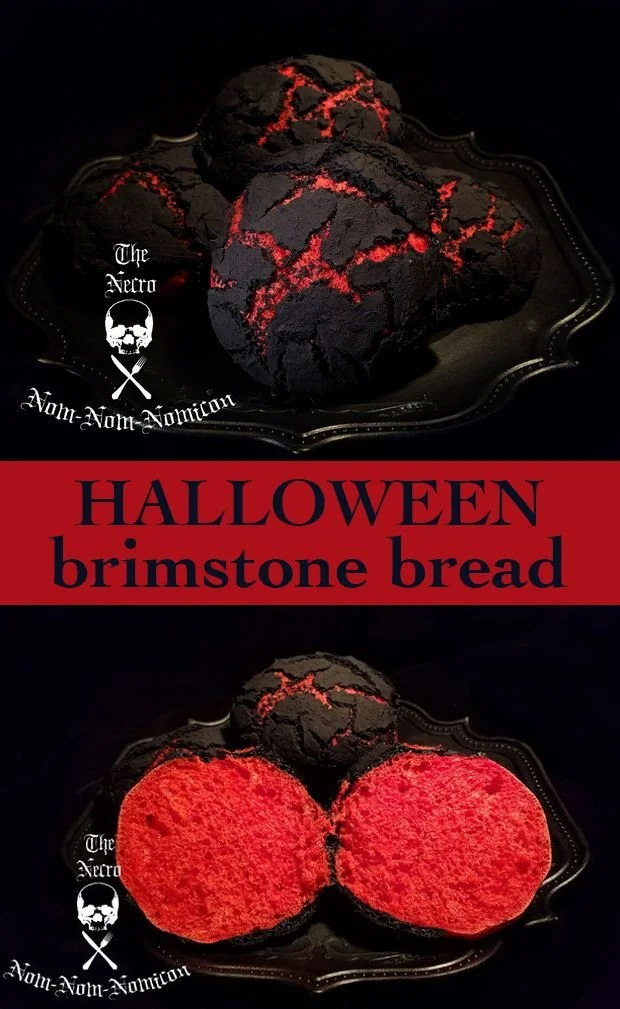Halloween-themed Brimstone Bread decorated with spooky designs.