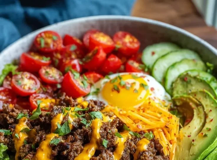 Delicious high-protein cheeseburger bowls for low-carb meal prep