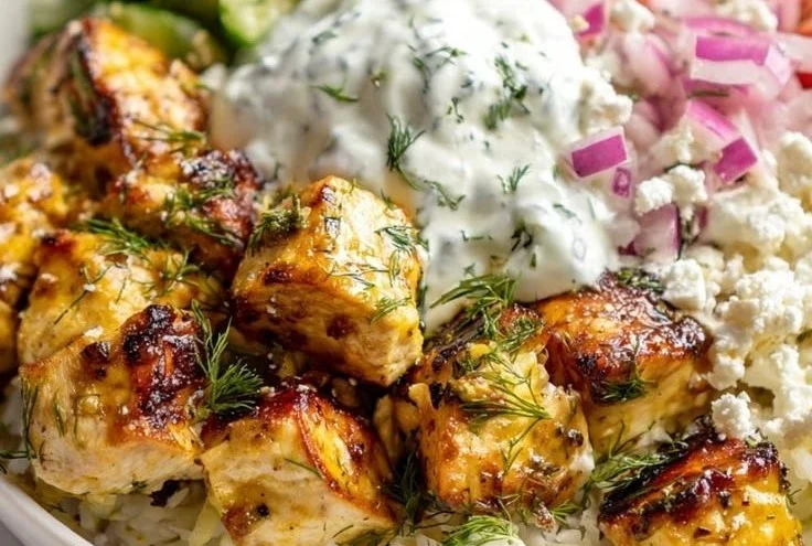 High Protein Mediterranean Lemon-Dill Chicken Bowls (Easy &amp; Meal Prep Friendly)
