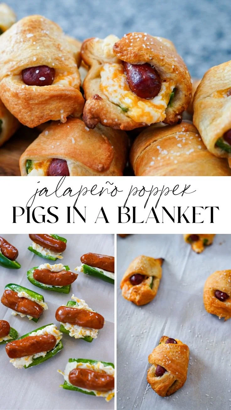 Jalapeño popper pigs in a blanket served on a platter