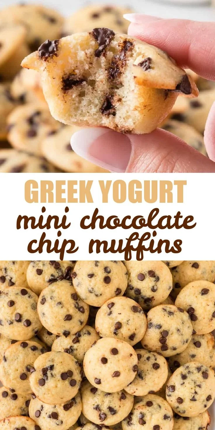 Freshly baked mini chocolate chip muffins on a cooling rack