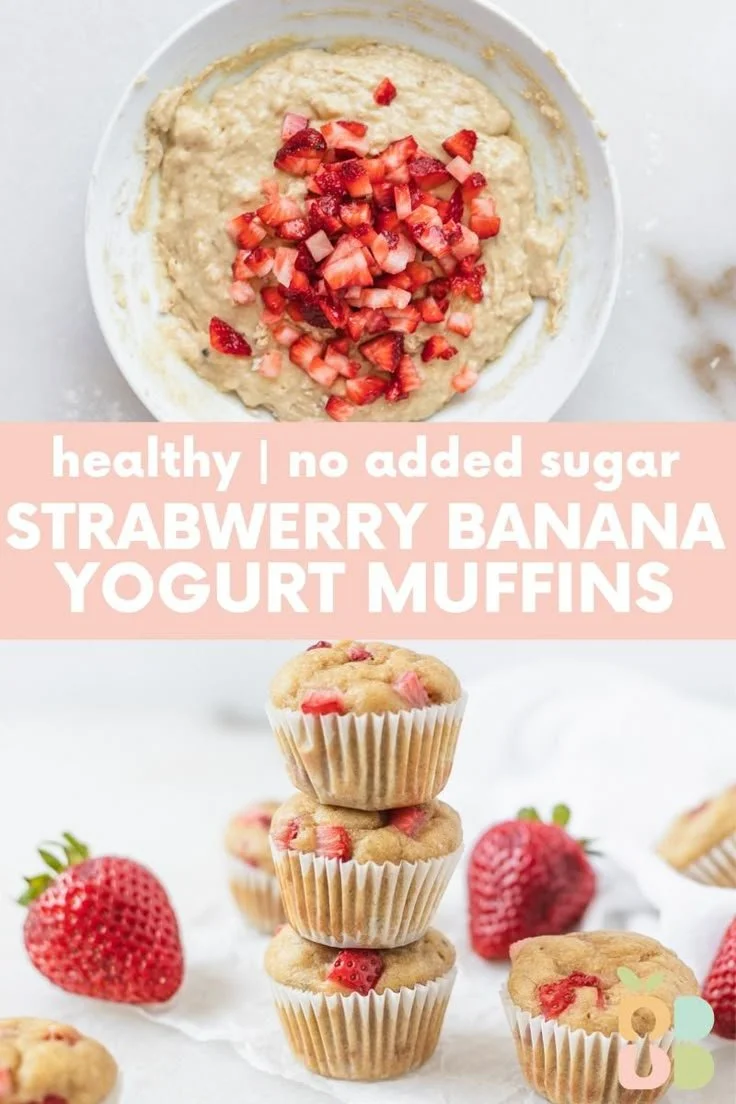 No sugar strawberry banana muffins for babies and toddlers