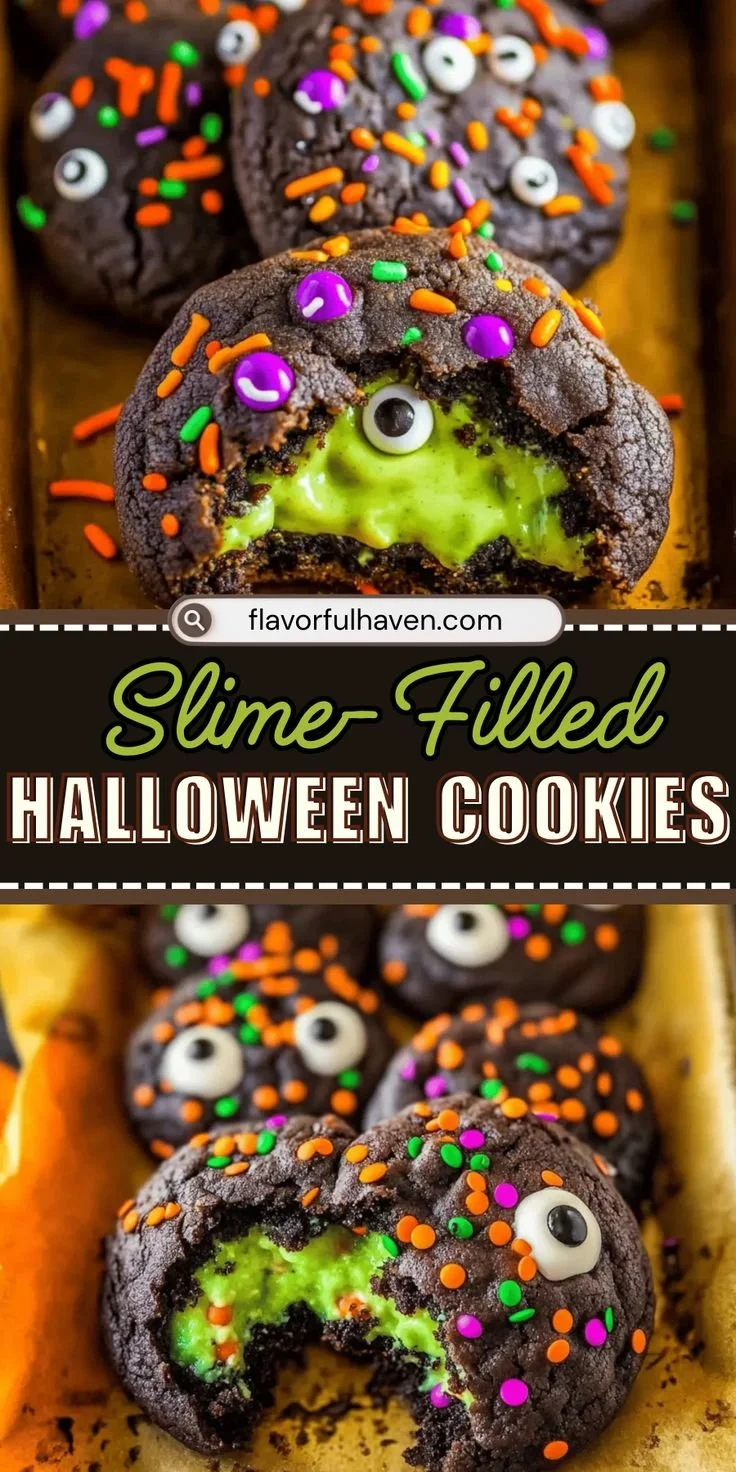 Delicious slime-filled Halloween cookies decorated for spooky celebrations