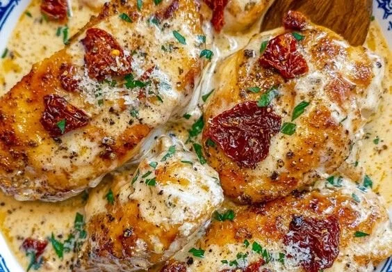 Slow Cooker Marry Me Chicken recipe with tender chicken in creamy sauce