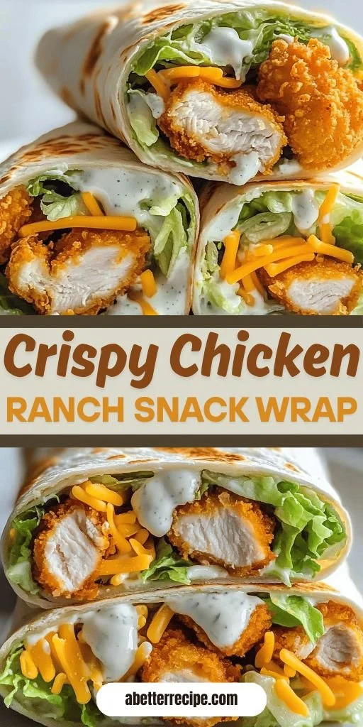 Crispy chicken wrap with ranch dressing wrapped in a tortilla